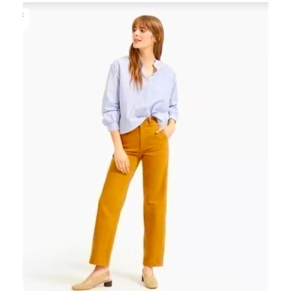Everlane Straight-Leg Crop Pants Jeans Size 0 Golden Tan Mustard Color